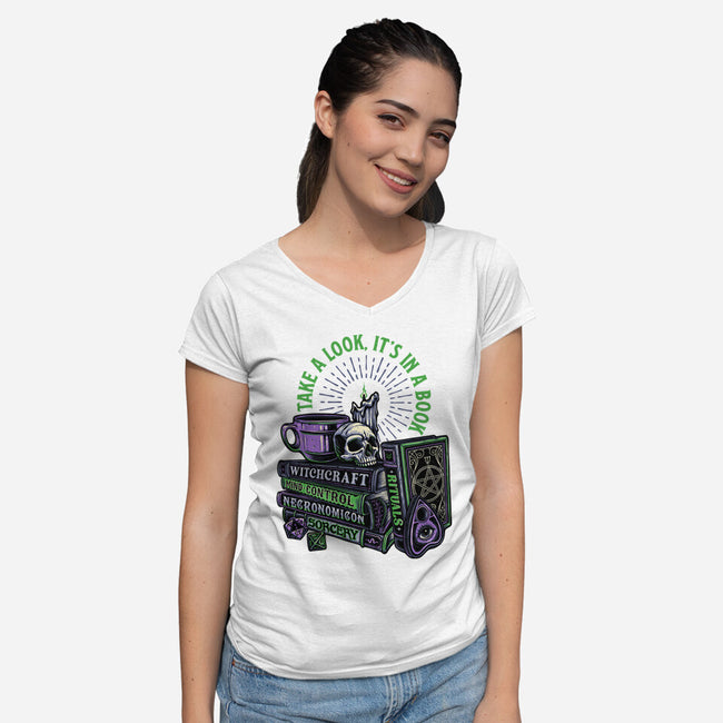 Dark Books-Womens-V-Neck-Tee-momma_gorilla