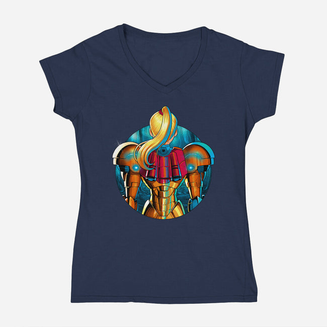 Galactic Autumn-Womens-V-Neck-Tee-Bruno Mota