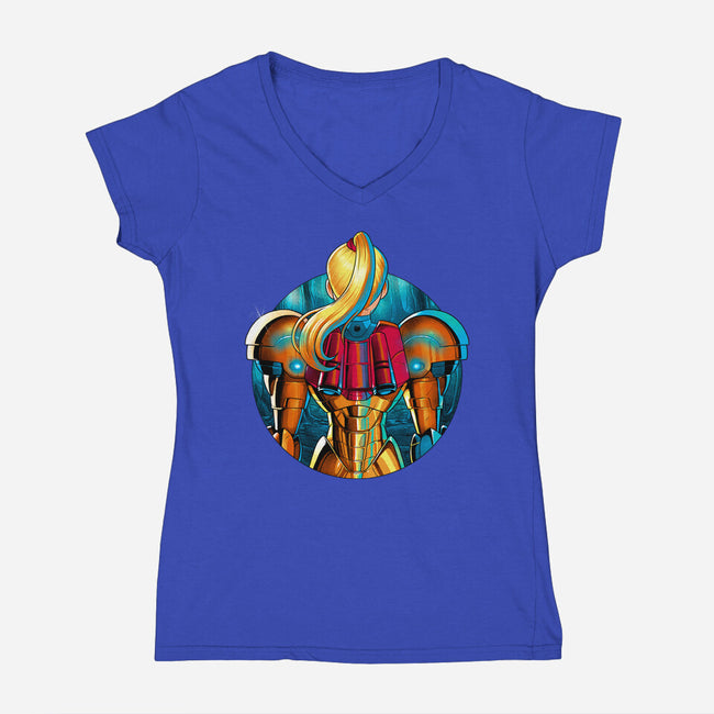 Galactic Autumn-Womens-V-Neck-Tee-Bruno Mota