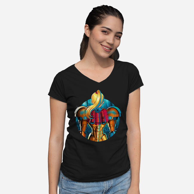 Galactic Autumn-Womens-V-Neck-Tee-Bruno Mota