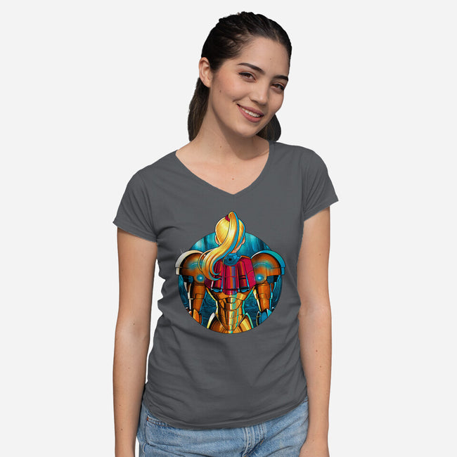 Galactic Autumn-Womens-V-Neck-Tee-Bruno Mota