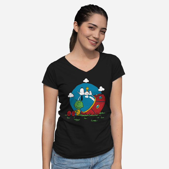 Beagle Dog Extraterrestrial-Womens-V-Neck-Tee-Studio Mootant