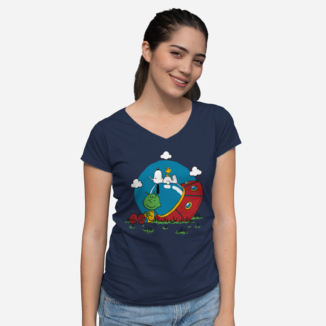 Beagle Dog Extraterrestrial-Womens-V-Neck-Tee-Studio Mootant