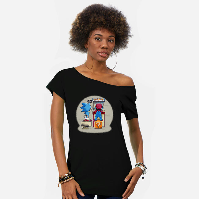 Sonic And Mario-Womens-Off Shoulder-Tee-Thiagor6