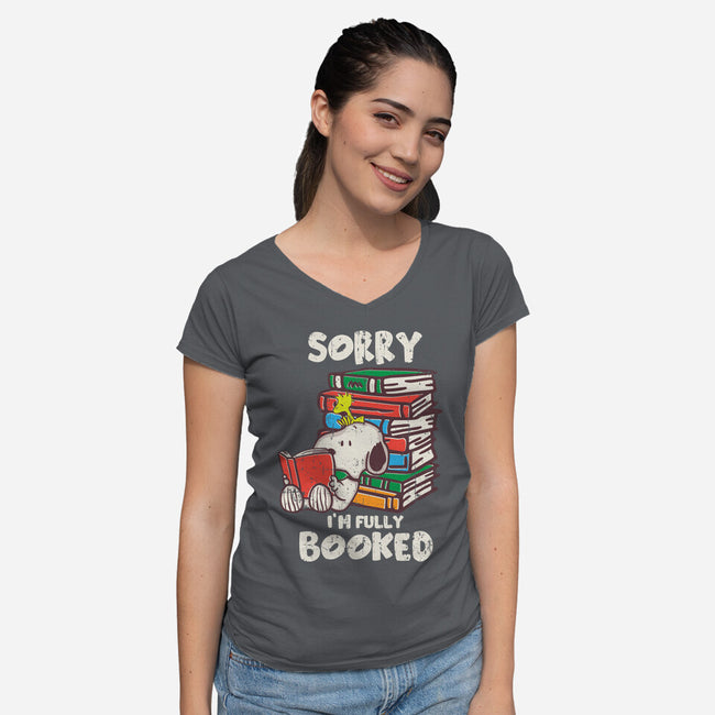 I'm Fully Booked-Womens-V-Neck-Tee-turborat14