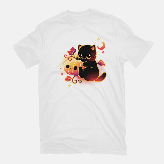 Demon Cat Halloween-Mens-Basic-Tee-NemiMakeit