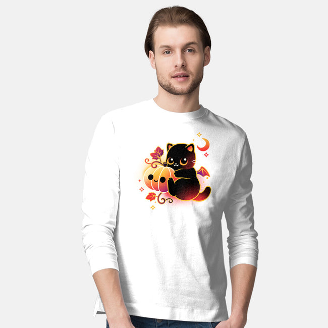 Demon Cat Halloween-Mens-Long Sleeved-Tee-NemiMakeit