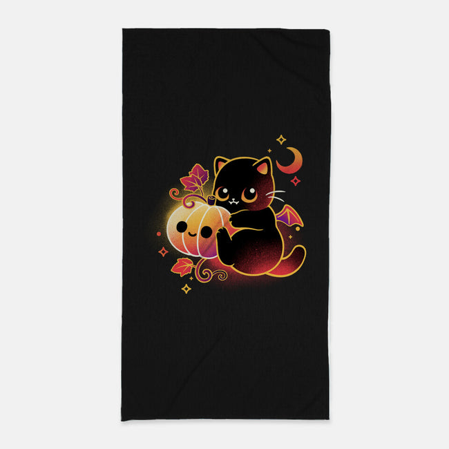 Demon Cat Halloween-None-Beach-Towel-NemiMakeit