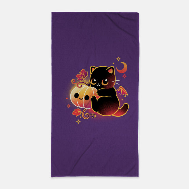 Demon Cat Halloween-None-Beach-Towel-NemiMakeit