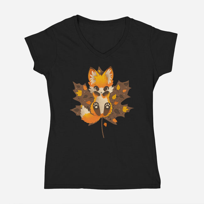 Autumn Kitsune-Womens-V-Neck-Tee-retrodivision