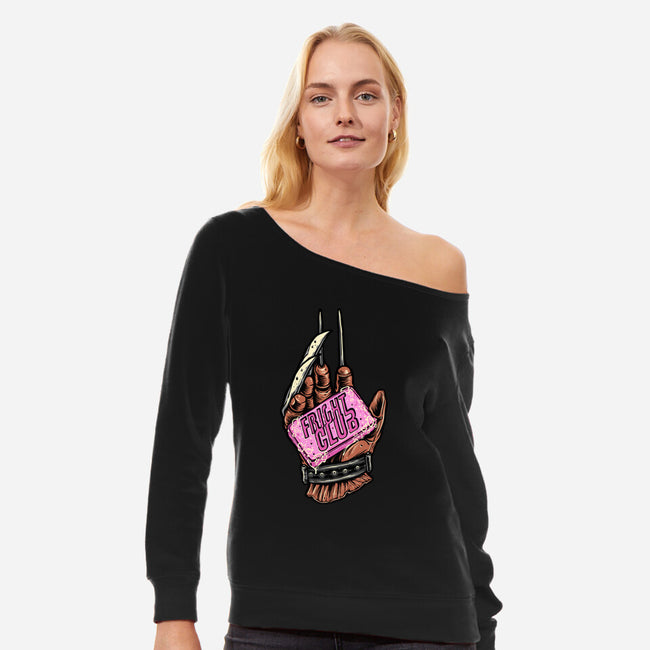 Fright Club-Womens-Off Shoulder-Sweatshirt-momma_gorilla