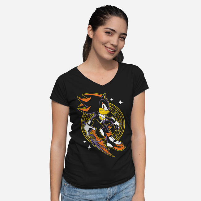 Black Heart-Womens-V-Neck-Tee-GoblinTengu