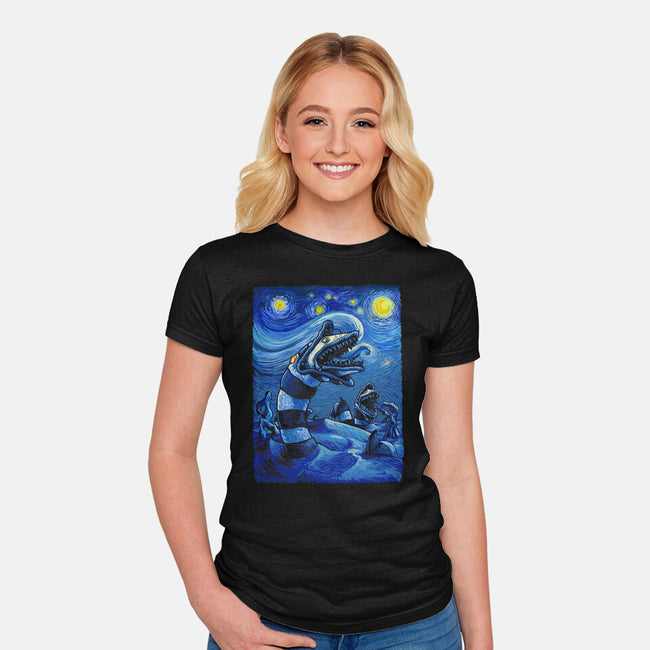 Starry Saturn-Womens-Fitted-Tee-daobiwan