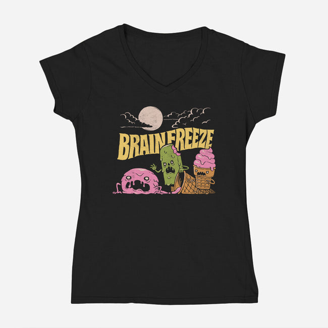 Brain Freeze-Womens-V-Neck-Tee-dfonseca