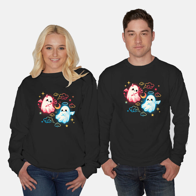 Angel Devil Ghosts-Unisex-Crew Neck-Sweatshirt-NemiMakeit