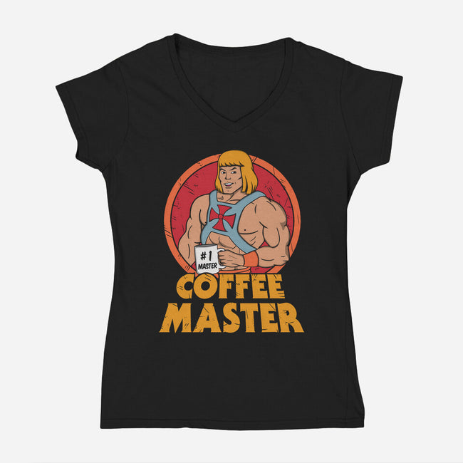 He-Man Coffee Master-Womens-V-Neck-Tee-Melonseta