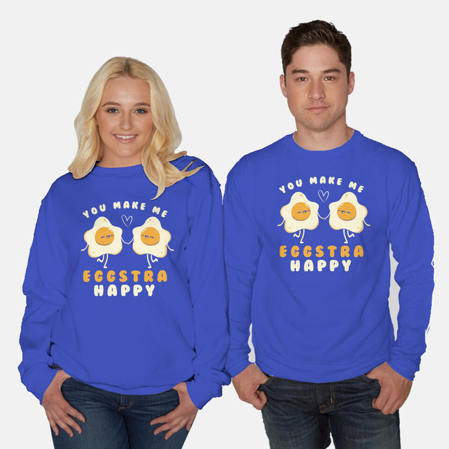 You Make Me Eggstra Happy-Unisex-Crew Neck-Sweatshirt-tobefonseca