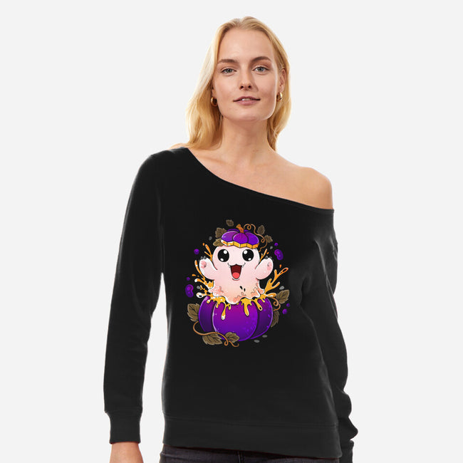 Pumpkin Intelligence-Womens-Off Shoulder-Sweatshirt-Vallina84