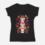 Mushrooms Embroidery Patch-Womens-V-Neck-Tee-NemiMakeit