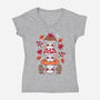 Mushrooms Embroidery Patch-Womens-V-Neck-Tee-NemiMakeit