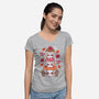 Mushrooms Embroidery Patch-Womens-V-Neck-Tee-NemiMakeit