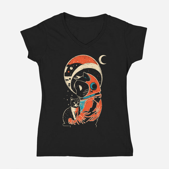 Astro Cat-Womens-V-Neck-Tee-turborat14