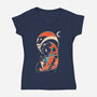 Astro Cat-Womens-V-Neck-Tee-turborat14