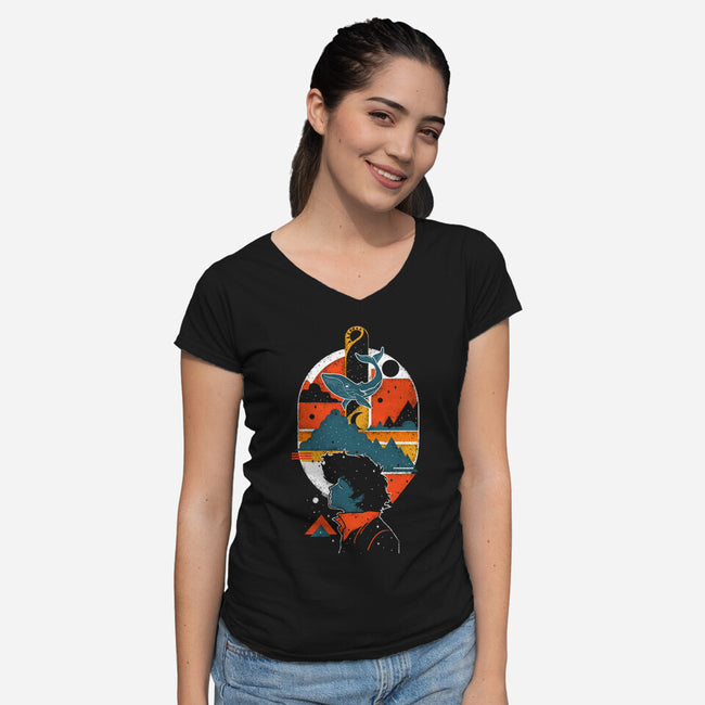 Cowboy Dreamer-Womens-V-Neck-Tee-turborat14