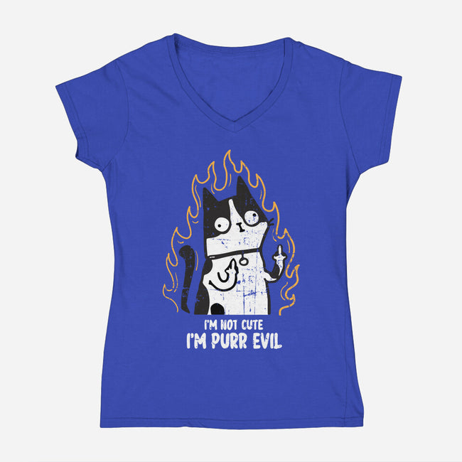 I'm Purr Evil-Womens-V-Neck-Tee-turborat14