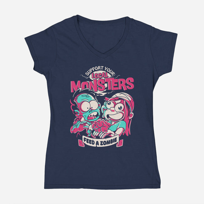 Support Your Local Zombie-Womens-V-Neck-Tee-estudiofitas