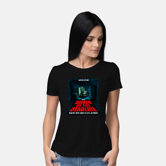 Dawn Of The Deadline-Womens-Basic-Tee-Monsters with ADHD