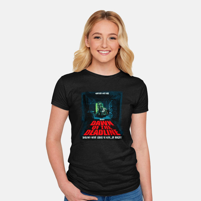 Dawn Of The Deadline-Womens-Fitted-Tee-Monsters with ADHD