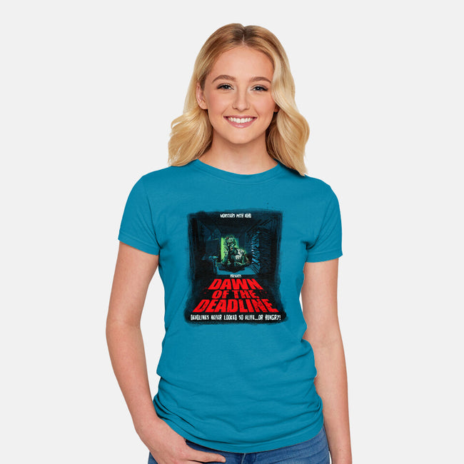 Dawn Of The Deadline-Womens-Fitted-Tee-Monsters with ADHD