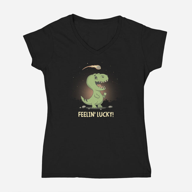 Feeling Lucky-Womens-V-Neck-Tee-retrodivision