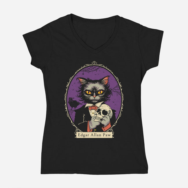 Edgar Allan Paw-Womens-V-Neck-Tee-vp021