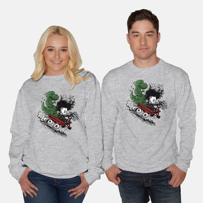 Edward And Dino-Unisex-Crew Neck-Sweatshirt-zascanauta