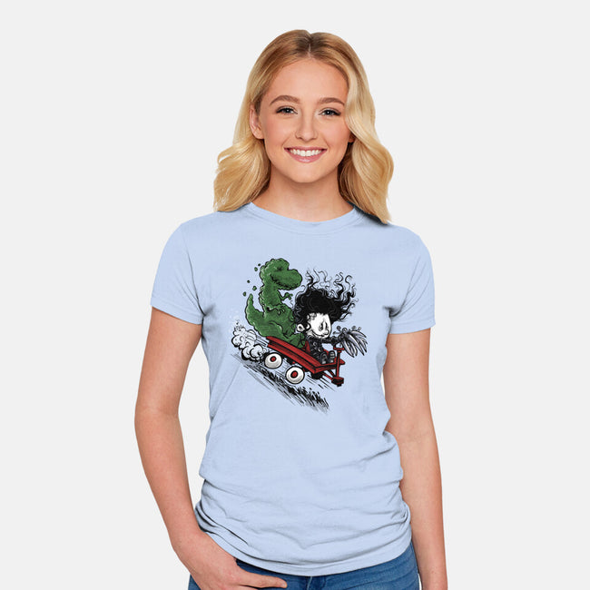 Edward And Dino-Womens-Fitted-Tee-zascanauta