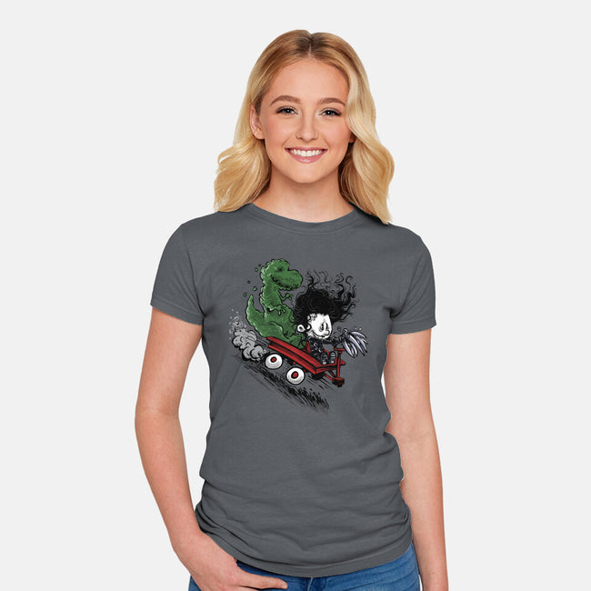 Edward And Dino-Womens-Fitted-Tee-zascanauta