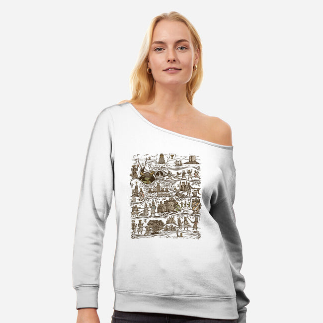 The Caerbannog Tapestry-Womens-Off Shoulder-Sweatshirt-kg07