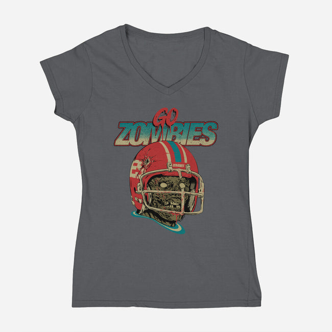 Go Zombies-Womens-V-Neck-Tee-Hafaell