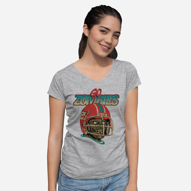 Go Zombies-Womens-V-Neck-Tee-Hafaell