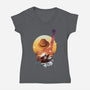 Praise The Sun King Pirate-Womens-V-Neck-Tee-dandingeroz