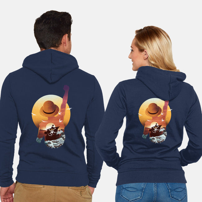 Praise The Sun King Pirate-Unisex-Zip-Up-Sweatshirt-dandingeroz