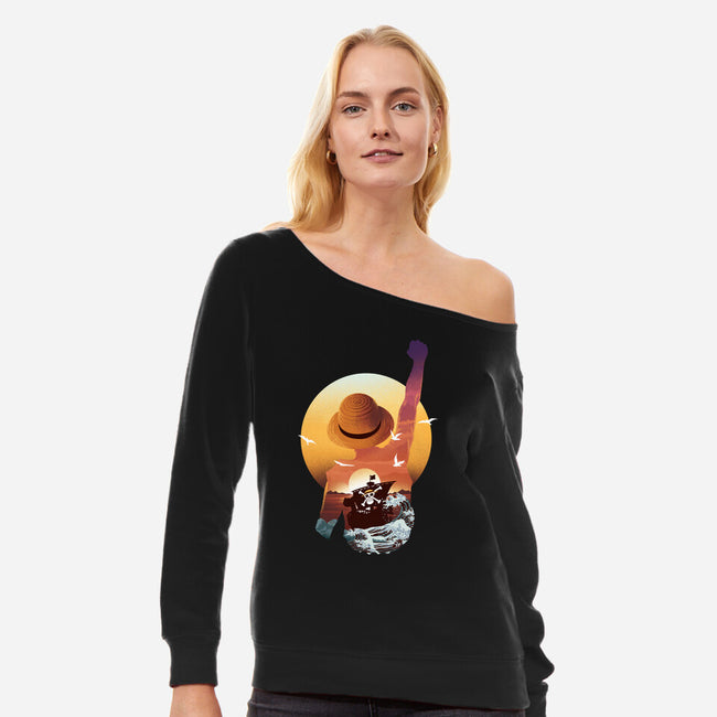 Praise The Sun King Pirate-Womens-Off Shoulder-Sweatshirt-dandingeroz