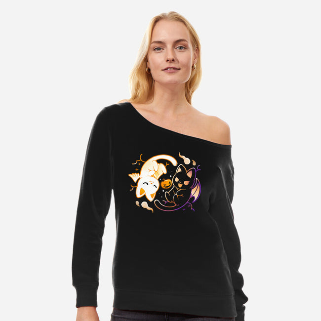 Spooky Kittens-Womens-Off Shoulder-Sweatshirt-Vallina84