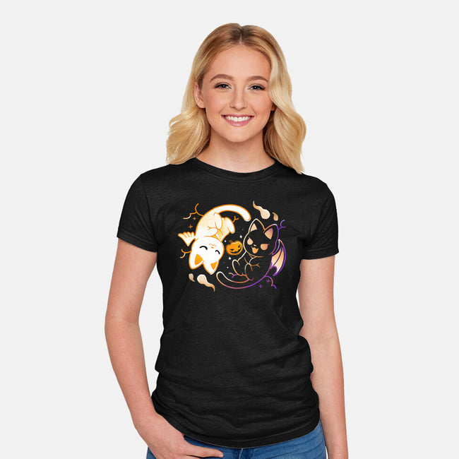Spooky Kittens-Womens-Fitted-Tee-Vallina84
