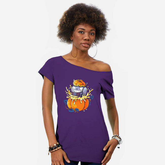 Neighbor Pumpkin-Womens-Off Shoulder-Tee-Vallina84