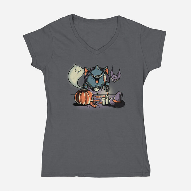 I Feel Spooky-Womens-V-Neck-Tee-Freecheese