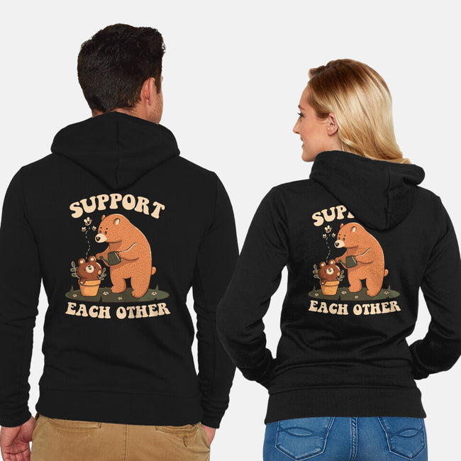 Support Each Other Lovely Bears-Unisex-Zip-Up-Sweatshirt-tobefonseca