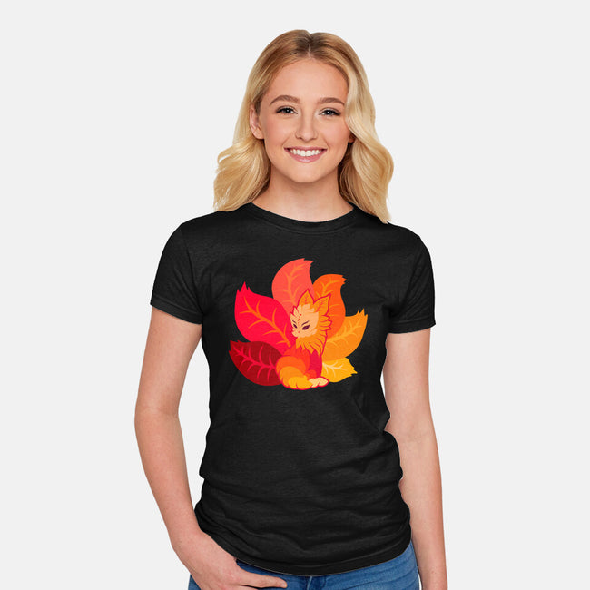 Leafy Kitsune-Womens-Fitted-Tee-erion_designs